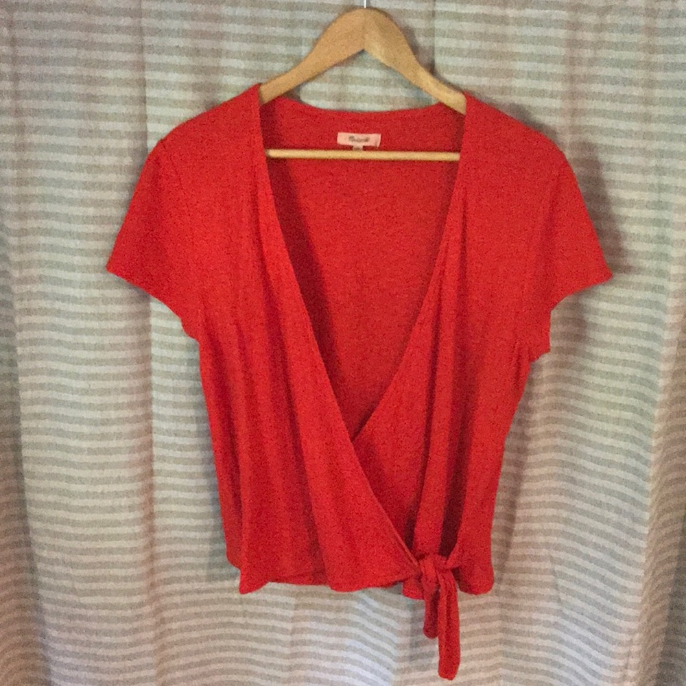 Madewell wrap in vibrant red.